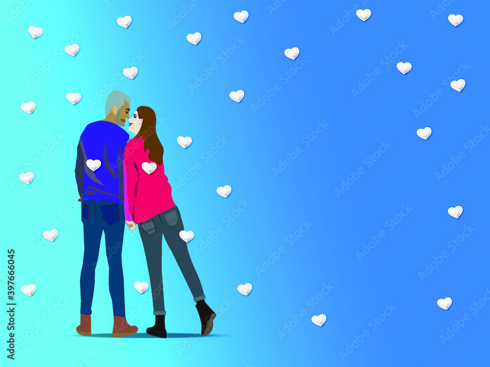 Obraz premium The heart is pure white like snow A couple who are completely in love with you.
