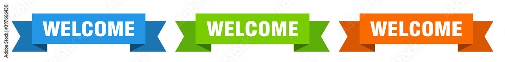 welcome ribbon. welcome isolated paper sign. banner welcome ribbon. welcome isolated paper sign. banner
