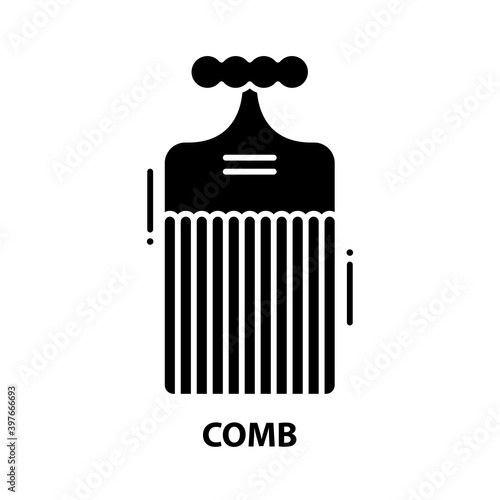 comb icon, black vector sign with editable strokes, concept illustration