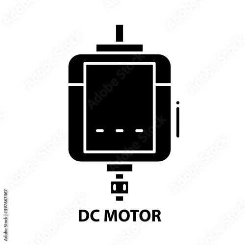 dc motor icon, black vector sign with editable strokes, concept illustration