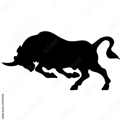 Icon of bull silhouette. Black illustration of buffalo, symbol of the new year 2021