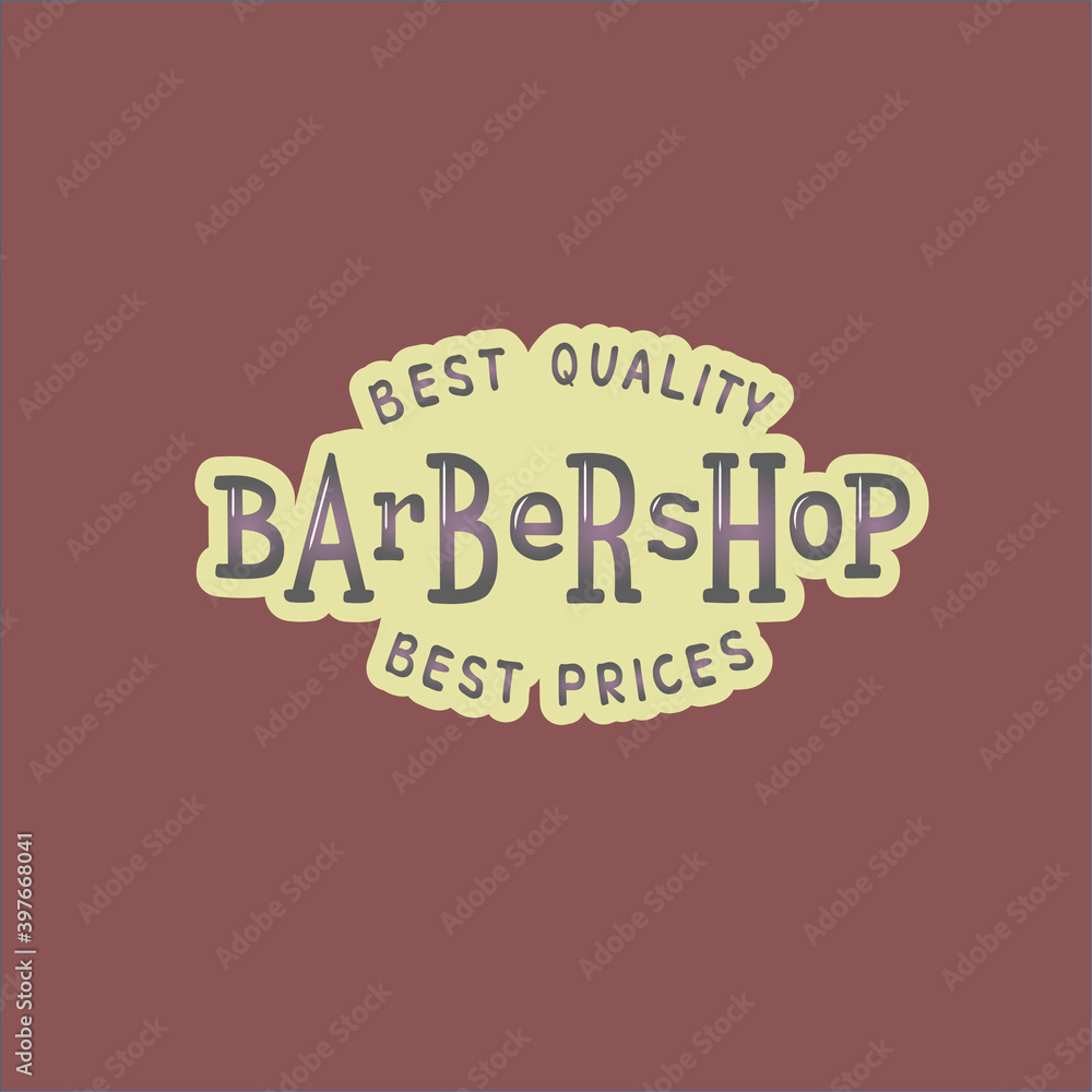 Vector illustration of barbershop lettering for banner, leaflet, poster, clothes, logo, advertisement design. Handwritten text for template, signage, billboard, printing, price list of the barbers
