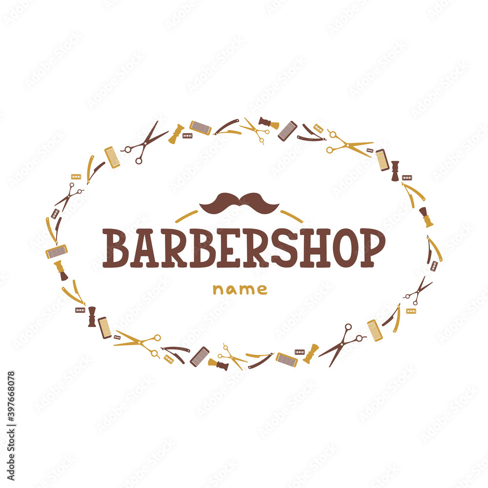 Vector illustration of barbershop lettering for banner, leaflet, poster ...
