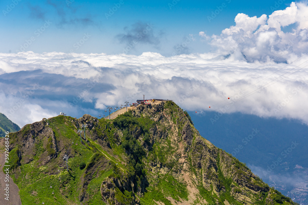Fototapeta premium Beautiful mountain landscape with forest at Caucasus mountains.