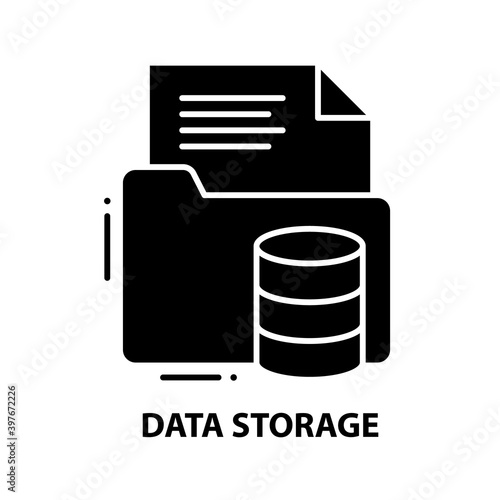data storage symbol icon, black vector sign with editable strokes, concept illustration