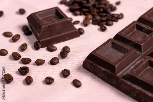 chocolate bar with coffee beans