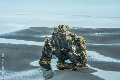 Hvitserkur, giant rock with the shape of a petrified animal, in the Hunafloi bay, North Iceland. photo