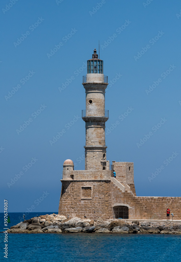 Lighthouse at Chania harbour on Crete