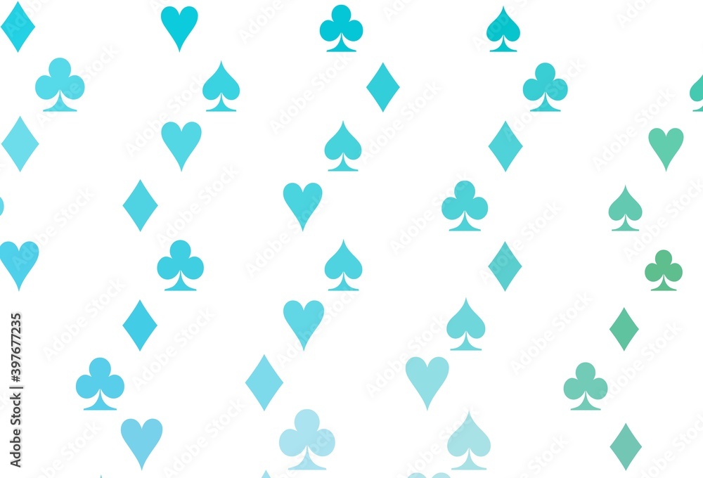 Light Blue, Green vector texture with playing cards.