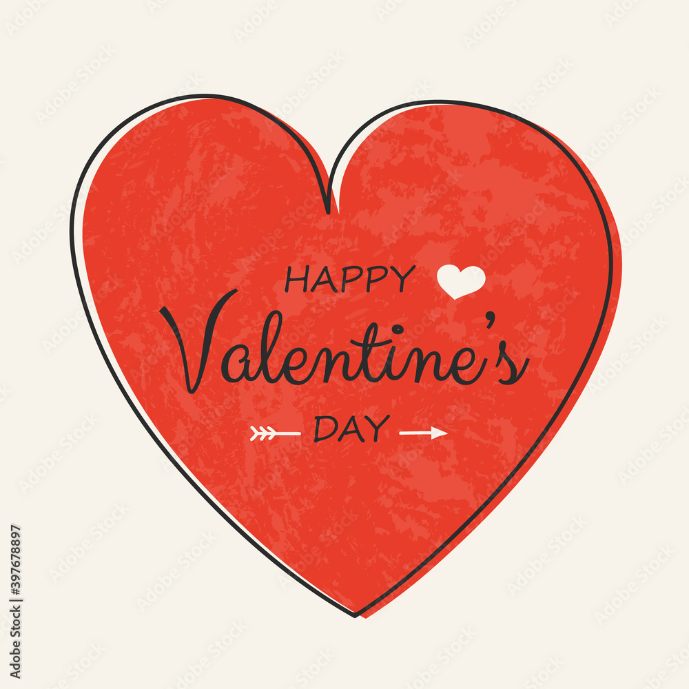 Vintage Valentine's Day card with cute hand drawn hearts. Vector