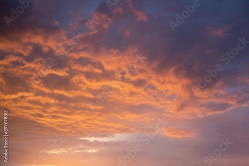 Beautiful golden clouds, sunset sky