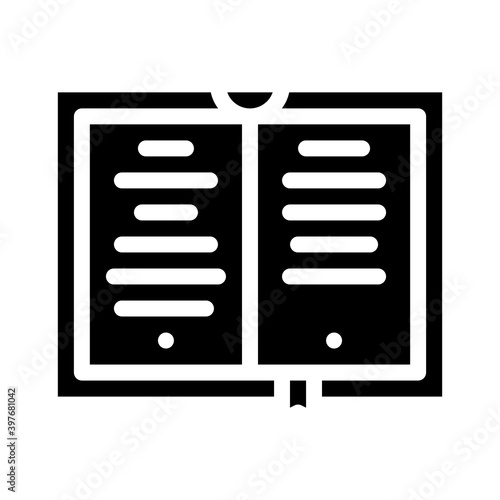 poetry book glyph icon vector illustration black