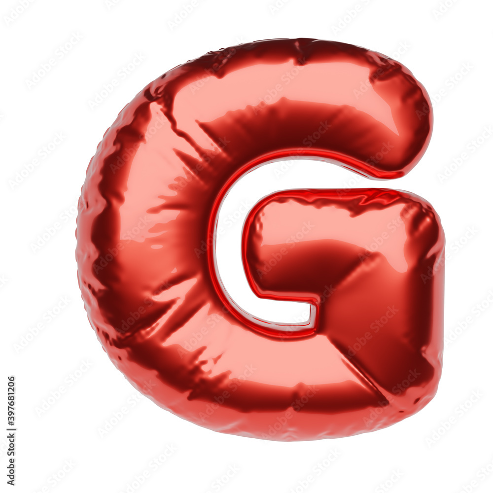 Letter G made of red balloon isolated on white. 3D rendering illustration. Letter G made of red balloon isolated on white. 3D rendering illustration.