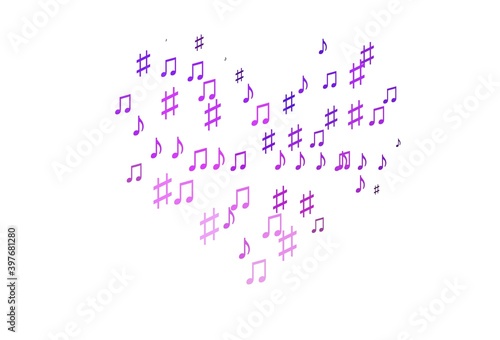Light Pink  Blue vector pattern with music elements.