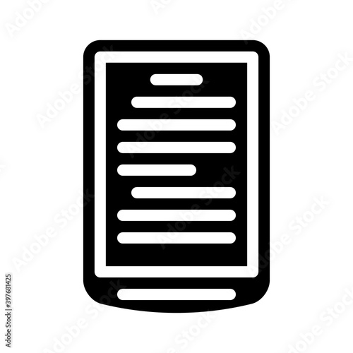 electronic read book gadget glyph icon vector illustration
