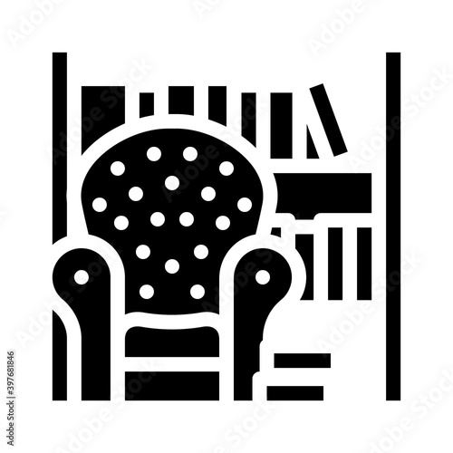 armchair library room furniture glyph icon vector illustration
