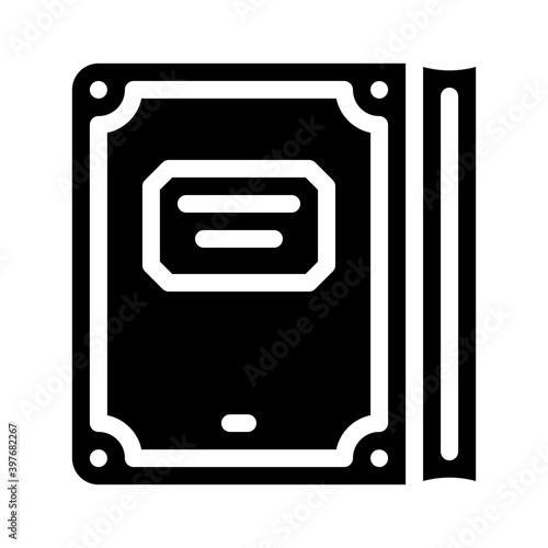 vintage old book glyph icon vector illustration