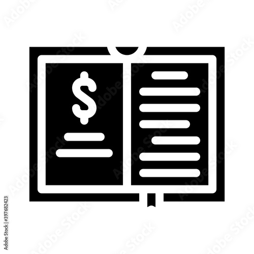 business literature glyph icon vector illustration black