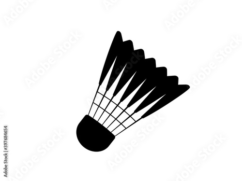 Feather shuttlecock icon. Black badminton game object rapidly falling down after bounce professional tournament and exciting active game fun competitive vector leisure.