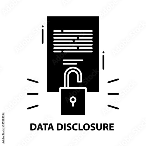 data disclosure icon, black vector sign with editable strokes, concept illustration