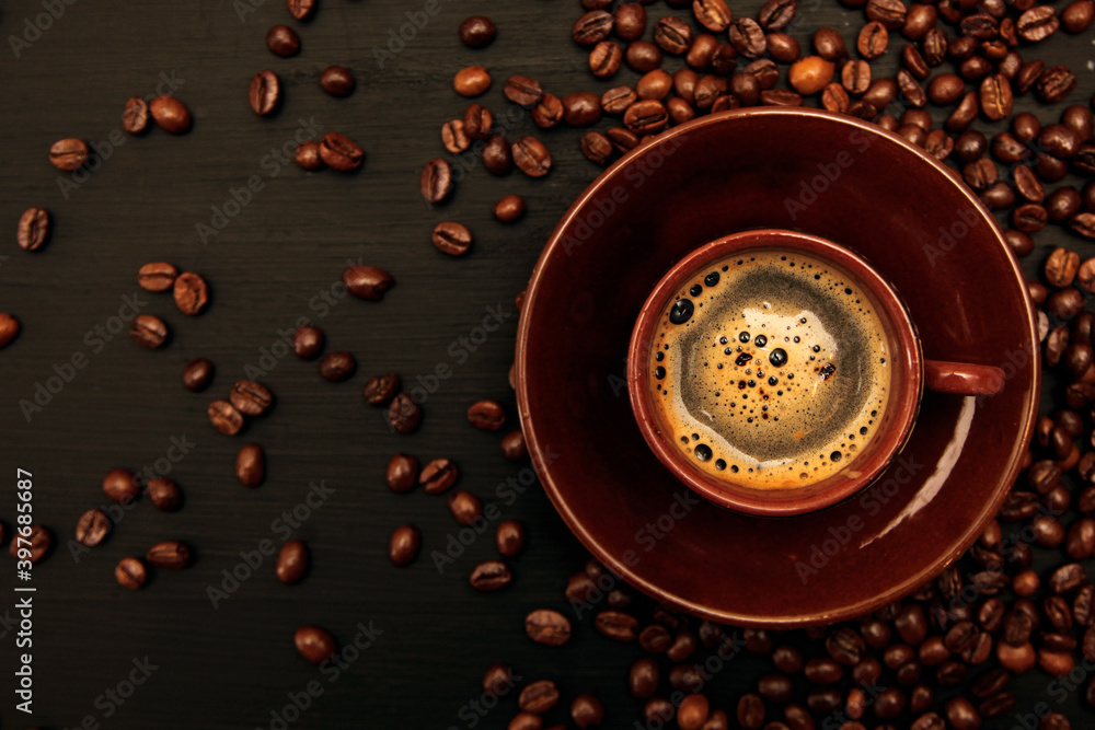 coffee cup and coffee beans coffee cup and coffee beans