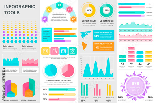 Bundle infographic UI, UX, KIT elements. Different charts, diagrams, workflow, flowchart, timeline, schemes, marketing icons, graphs and bars design template. Vector info graphic and infographics set.