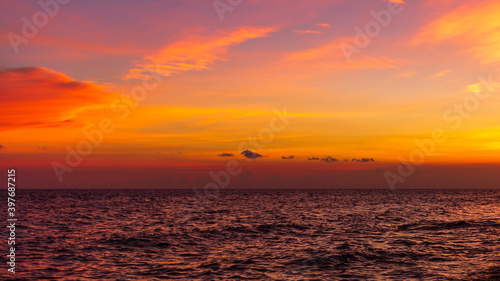 Thailand orange amazing sunset at beach