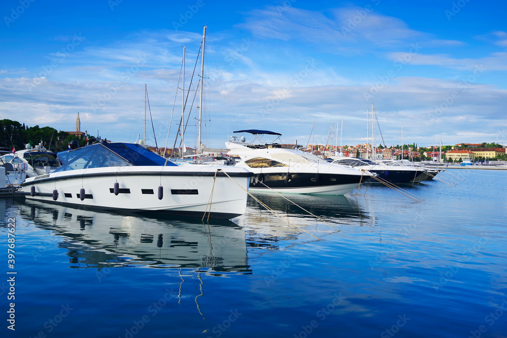 Fototapeta premium Rovinj Marina - Harbour in Istria, Croatia