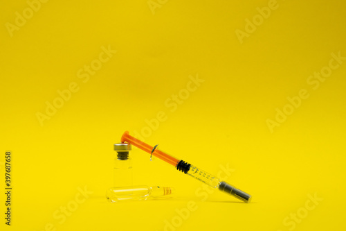 Vaccine preparation with syringe and medicine