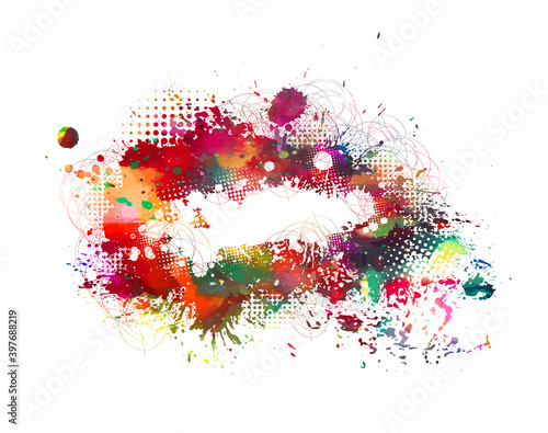 Multi color blots background. Grunge texture stroke line. Art ink dirty design. Paintbrush element. Brushstroke graphic. Vector illustration