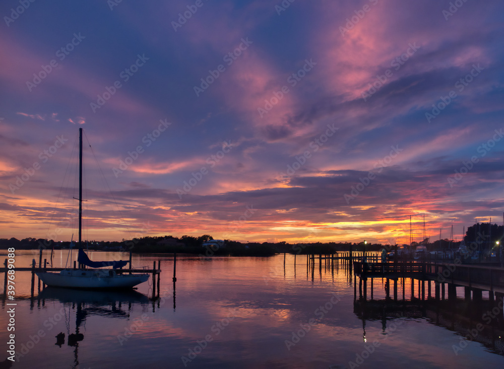 Sunset on the water in Tarpon Springs FL 