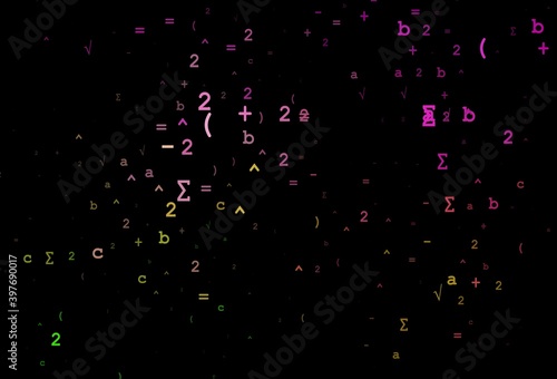 Dark Pink, Green vector texture with mathematic symbols.