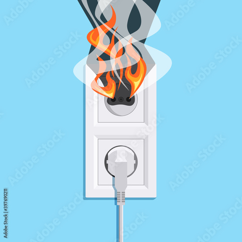 Electric fire concept in flat style, vector photo
