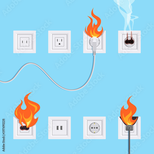 Electric fire concept in flat style, vector