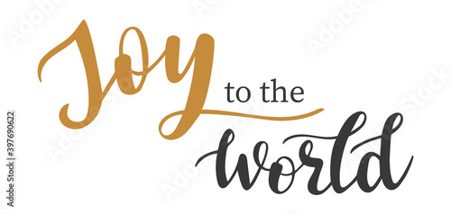 Joy to the world hand lettering in gold and grey trendy color. Christmas quotes and phrases for cards, banners, posters, mug, scrapbooking, pillow case, phone cases and clothes design. 