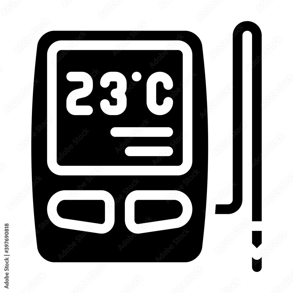 digital thermometer with sensor glyph icon vector illustration digital thermometer with sensor glyph icon vector illustration