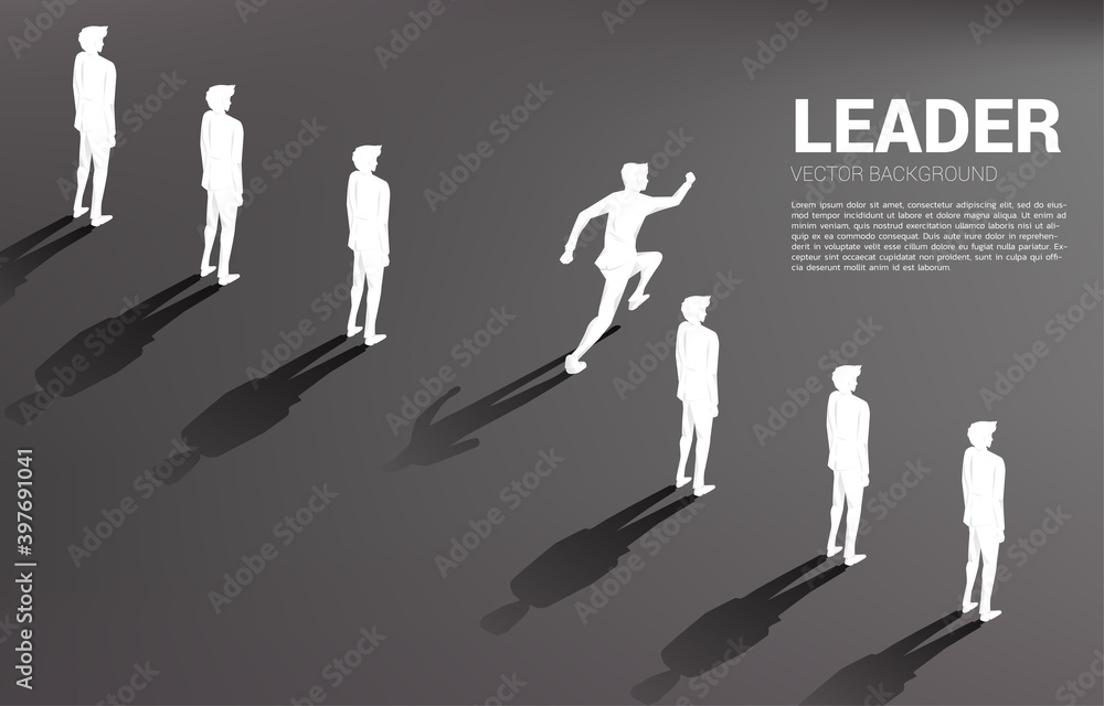 Silhouette businessman running from group of line. Business Concept of leadership goal and vision mission Silhouette businessman running from group of line. Business Concept of leadership goal and vision mission
