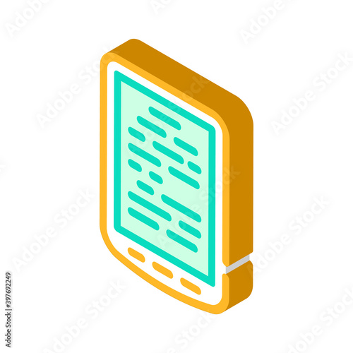 electronic read book gadget isometric icon vector illustration