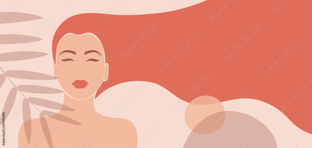 Abstract banner of a woman with a leaves. Abstract banner of a woman with a leaves.