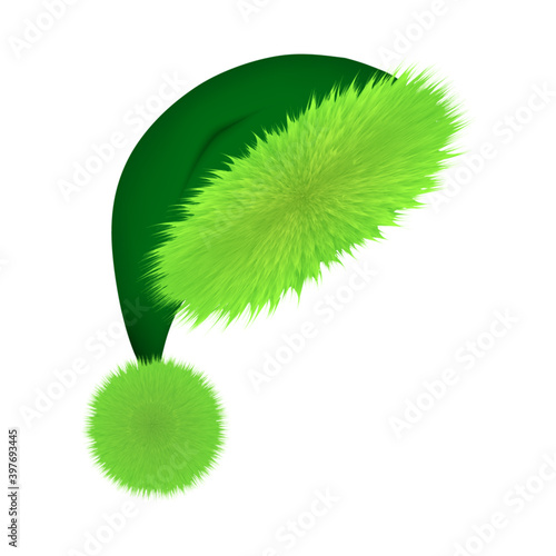 Green Christmas hat, grinch accessory, vector illustration. photo