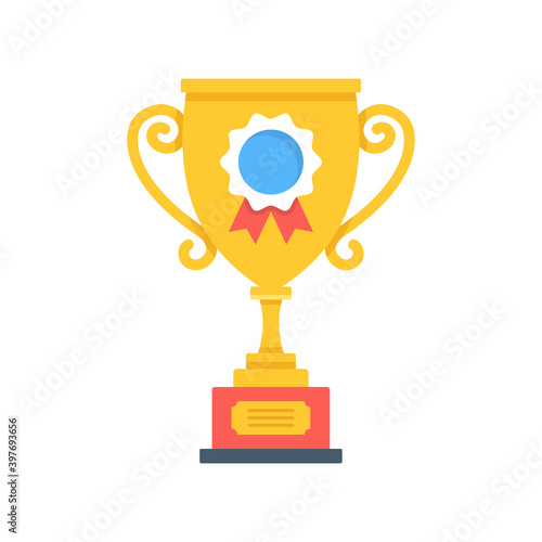 Trophy cup. Achievement, first place, premium quality, award concepts. Flat design. Vector illustration