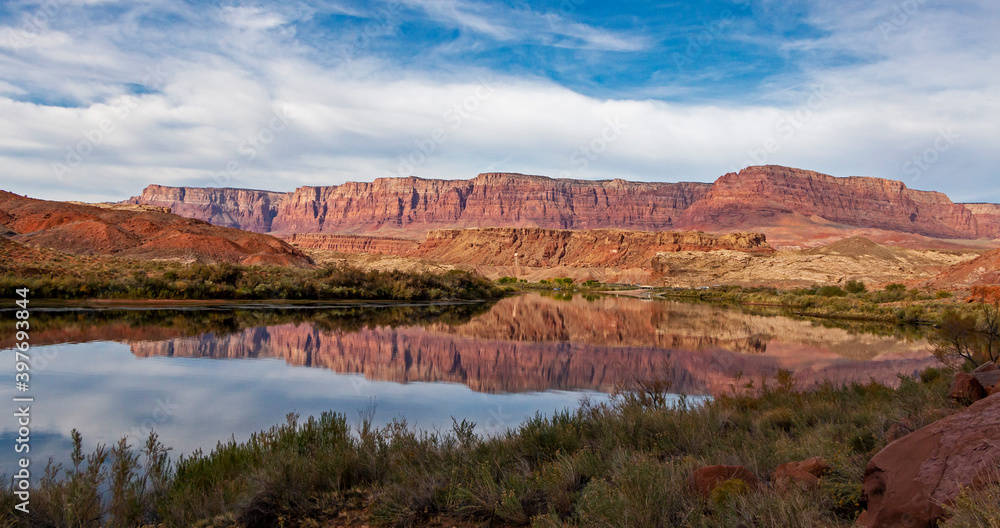 Wide Angke View Of The Colorado River At Lees Ferry, AZ