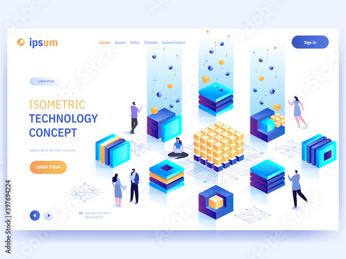 Vector landing page of Isometric Technology concept
