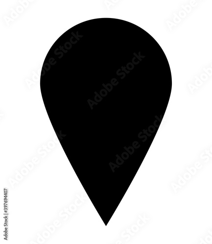 Location pin silhouette. Vector illustration isolated on white background. Map pointer icon.