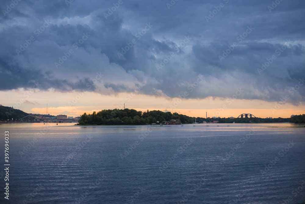 Evening on the river of the Dnieper.