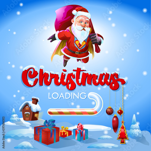 Christmas Loading greetings with Super Santa