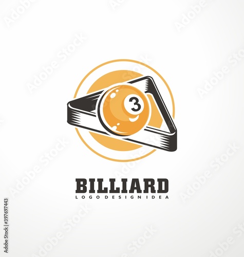 Logo design idea for billiard club. Vector symbol. Icon illustration.