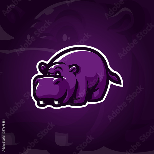 hippo logo design vector with concept style for badge, emblem and tshirt printing. smart hippo illustration.