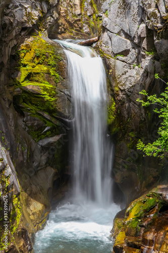 Christine Falls waterfall in Mt Rainier national park 