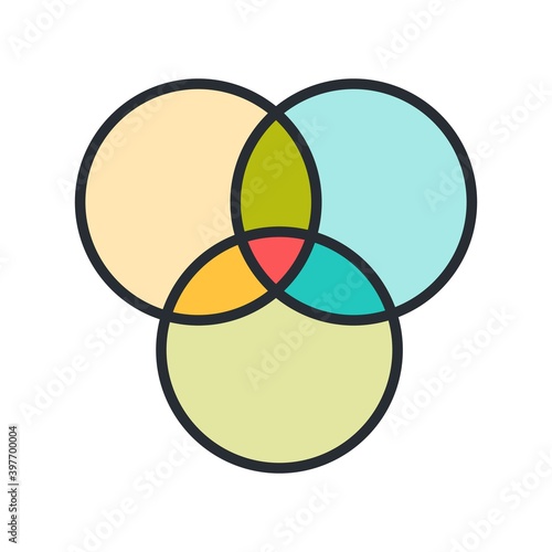 Venn diagram icon. Graphic design, circle intersection, balance concept.
